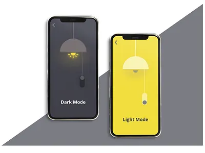 ON/OFF Switch adobexd dailyuichallenge dark darkmode illustration lightmode lights minimalistic mobile mobile app design mobile ui onoffswitch switcher ui user experience ux yellows