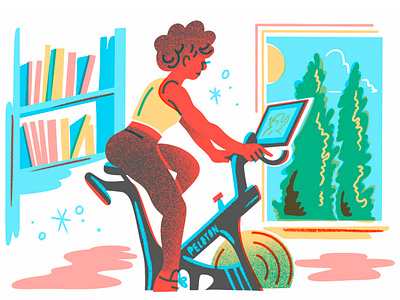 Home Gym Peloton bike bright editorial editorial illustration exercise florida gym home gym illustration peloton