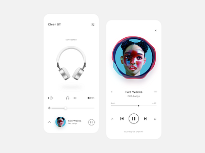 Cleer Music App app app design application artist design headphones light mode minimalistic mobile interface music music app music player play song spotify ui ui ux ux