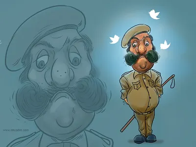 Chowkidar Cartoon Character 2d art 2danimation 2dart art artist artofdribbble bookillustration branding characterdesign conceptart creative drawing fineart illustration sketch sketching