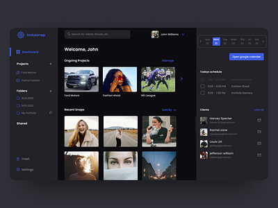 Freelance photographer Dashboard dark mode dashboard ui design freelance designer freelancer photographer uxdesign uxui