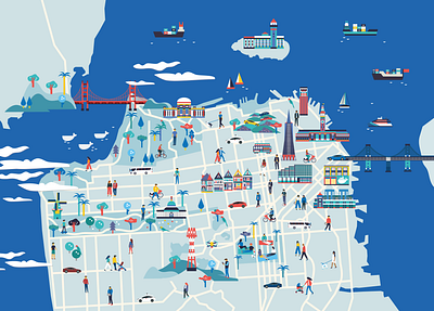 Dockercon San Francisco adobe illustrator artdirector color palette docker graphicdesign illustration illustration art map san francisco