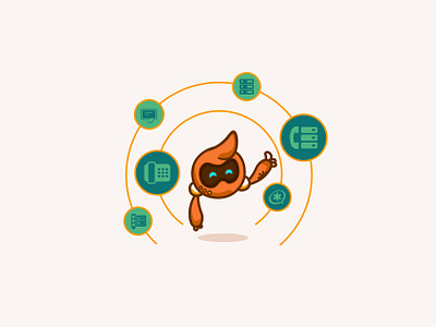 Kit - Services asterisk branding communication cute design droid happy illustration kit mascot minimal phone ports robot sangoma server services thumbs up vector