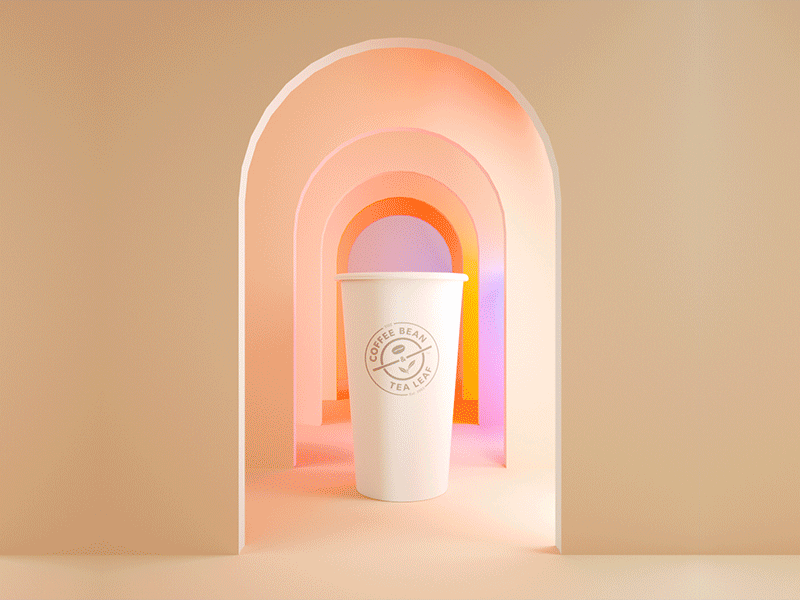 Coffee Cup Doorway 3d coffee cup colorful cute gif illustration lighting popular render top trending