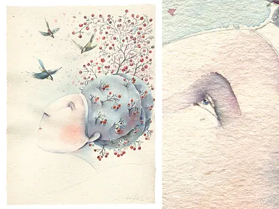 ŽIEMA | THE WINTER (2) adobe photoshop character character design color drawing graphic hand drawing illustration nature paper pencil watercolor