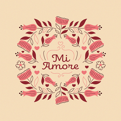 My Love adobe illustrator drawing floral flower grain granny chic graphic design heart illustration illustration design love mi amore my love ornate texture valentine valentines day vday vector