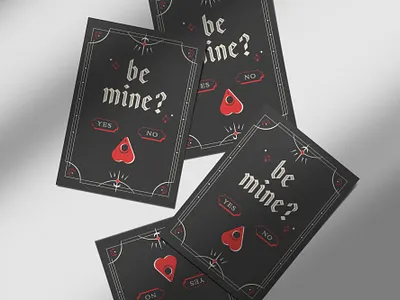Be Mine be mine black letter illustration mystic ouija print valentine valentinesday