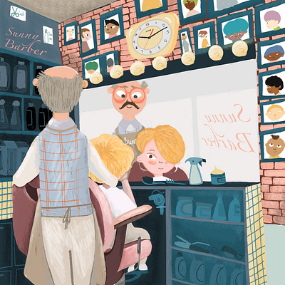 Neighbourhood alive : vintage barber barber barbershop characterdesign children children book illustration hair haircut keeping neighbourhood alive neighbourhood