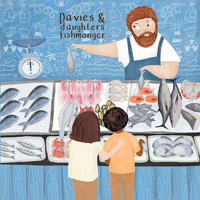 Fish market characterdesign children book illustration fish fish market fish monger fisherman keeping neighbourhood alive neighborhood