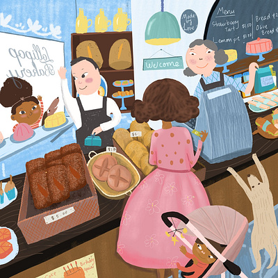 Neighbourhood Bakery baker bakery bread cakes characterdesign children book illustration neighborhood neighbourhood alive