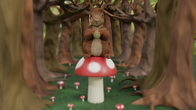 Squirrel in the woods 3d 3d art 3d artist 3d modeling 3d sculpture blender character character design character designer cycles render digital art modeling nature sculpture squirrel toadstool woodland