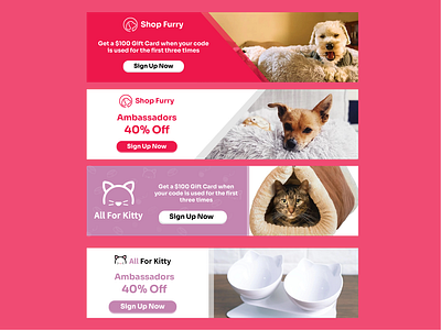 Shopfurry and All For Kitty Promotional Banners adobe illustrator advertisement advertising design graphic design illustration minimal photoshop typography vector web