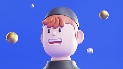 Happiness 3d blender blue character clay clayrender cycles design gold head render solid