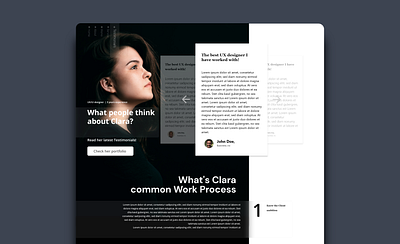 Testimonials page dark glassmorphism minimal page portfolio process profile simple tetimonials thinking ux uxui