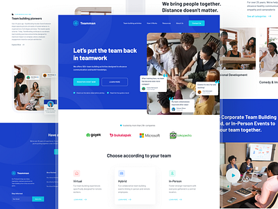 Teamman - Exploration Website Bootcamp Team Building clean clean design colorfull footer hero hero section inspiration landing page layout minimalist shadow team ui design uiux video website design