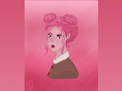 Girl w/ Pink Space Buns art character character design character illustration digital drawing digital portrait drawing girl illustration illustration pink
