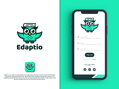 Edaptio animal art book branding creative creativity designer education logodesigner logodesigns logos owl school school logo simple students vector wisdom