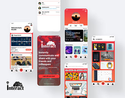 Interact App app design figma illustrator mobile app design social media design ui ux