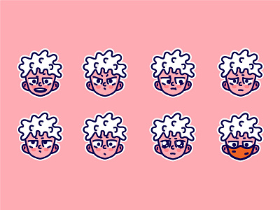 Mika's Expressions angry azerbaijan baku boy character characterdesign design expression happy illustration mask sad vector