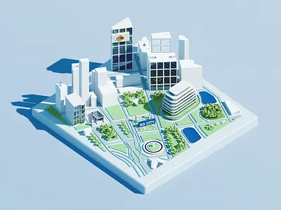Mini City for Blender 3d art 3dmap blender city clean flat hometown illustration map roadmap wantline