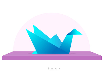 Paper Swan design flat icon illustration