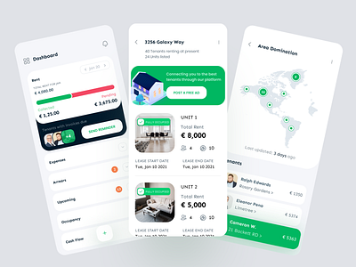 Property Management Mobile App clean dashboard map mobile property management real estate ui ux