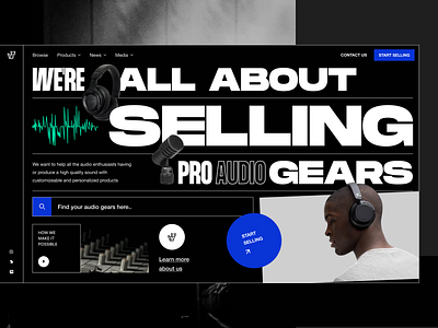 Exploration: Audio equipment landing page 1 audio audio app audio equipments audio selling audio web headphone landing page microphone mixer music podcast typogaphy