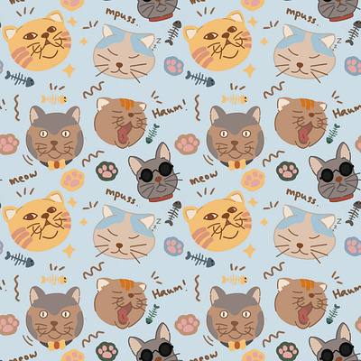 Seamless Pattern Cute Cats background backgrounds cartoon cat cute cat design seamless pattern seamlesspattern wallpaper