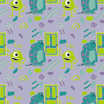 Seamless Pattern Monster Inc background backgrounds cartoon monster monsters inc seamless pattern seamlesspattern wallpaper