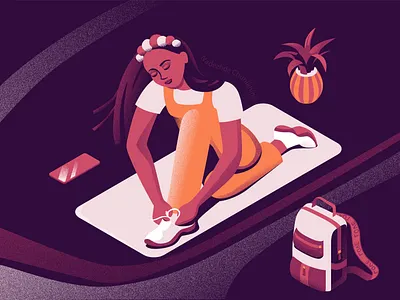 Girl drawthisinyourstyle dtiys girl illustration illustration art isometric isometric illustration purple sneakers textured illustration