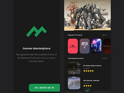Marketplace Games App Mobile branding design illustration illustrator logo mobile app typography ui ux web