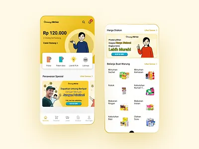 Market Services Mobile App android app app balance banner buy cards design home screen illustration interface management mobile product design promos promotion service shopping ui ui ux ux