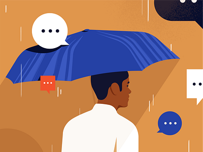 Linkedin messaging block chat flat illustration linkedin messages minimal rain