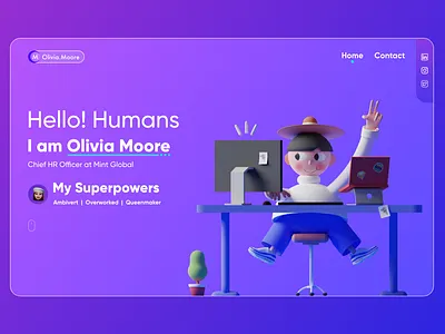Hero section concept for HR managers 3d dribbbleweeklywarmup hr human resource illustration landing page ui web
