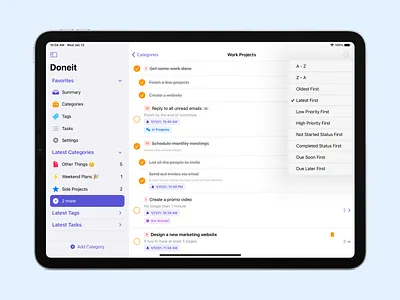 Doneit: iPad App app design app for ipad app ui design digital design ios app ios app design ios app ui product design ui uiux ux