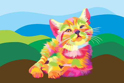 Cat in pop art portrait illustration amazing animal art artwork colorful design digital fiverr fiverrgigs illustration pet pop pop art popular portrait poster print wpap