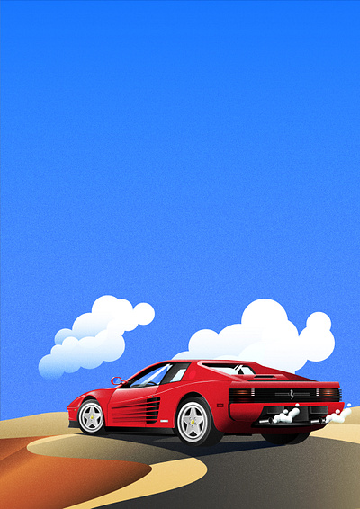 Ferrari Testarossa artwork car illustration design ferrari gradient grain grainy graphic illustration testarossa vector