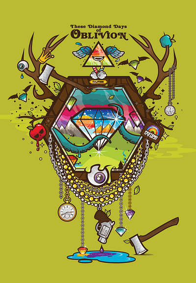 #32 The All Seeing Eye | Pretend It's Okay Says Diamond Girl adams apple angels antlers aquamarine banksy burning man custom art deer head diamonds eyeballs illustration jewelery olive green salavatore dali shopify store tshirt art unicorn unique design vector