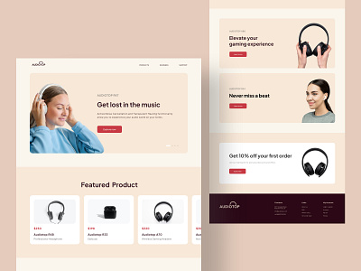 Audiotop - Audio company landing page clean design design desk figma landing page minimal ui ux web white space