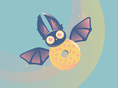 Flying Donut cute illustration kids art logo vectorart