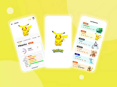 Pokemon Game App animatio app animation apple apps clean design game game app gamer games glass illustration interaction design ios design mobile app pokemon prototyping uiglass