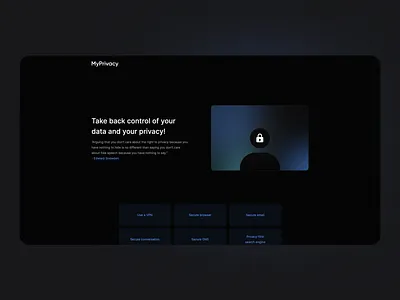 MyPrivacy — Hero section branding dark ui darkmode data design landing page privacy ui ui design uiux user interface ux web design web design and development web designer website website design
