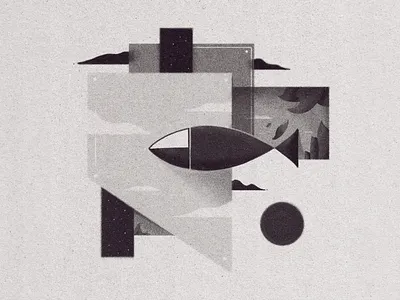 Swimming in the sky clouds fish floating illustration landscape plants sky surreal swimming