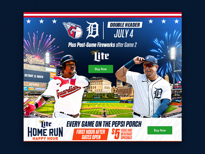4th of July Double Header baseball creative design detroit detroit tigers email graphic design marketing mlb tigers typography