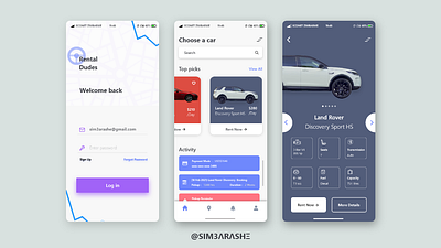 Car Rental Concept car app car rental car rental app car sharing design form field log in log out ui