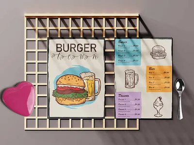 Burger Town Menu Design Template branding design illustration
