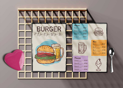 Burger Town Menu Design Template branding design illustration