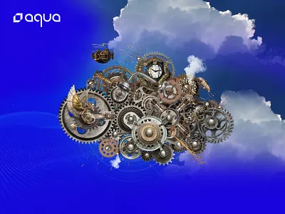 Aqua Platform Steam Punk Campaign air balloon aqua blue royal boat clock cloud cloud security cyber security dragon fun gears mechanics octopus pirates punk smoke sparkles steam steampunk watch