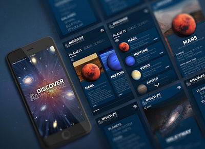 Discover the universe App app app design concept knowledge planets space uidesign universe uxdesign uxui