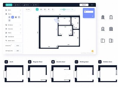 . Doors apartment constructor doors house plan planning room site tools ui ux web